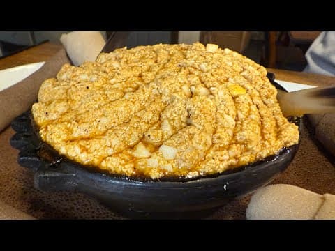 እንቁላል በአይብ Ethiopia gurage traditional food egg with cottage cheese    